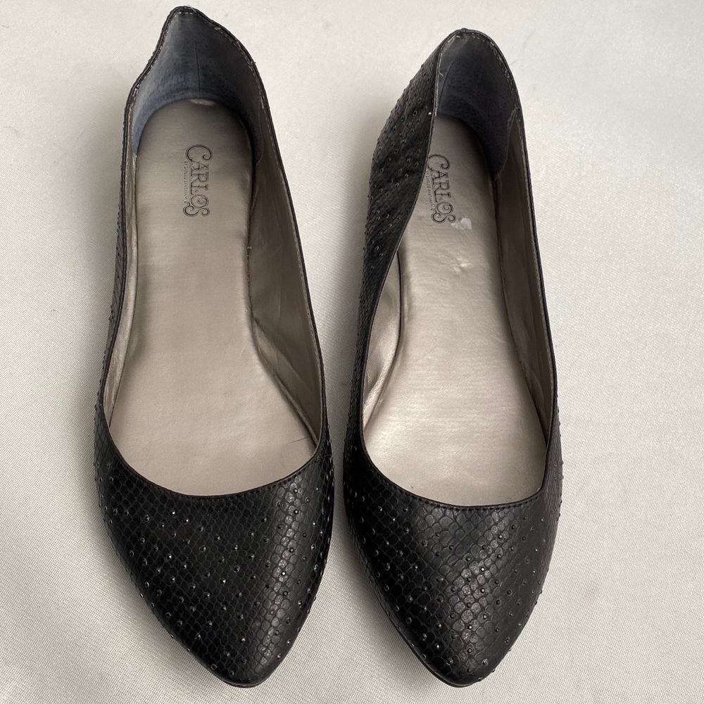 Carlos Santana black Sierra studded flats 11